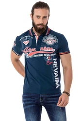 Cipo & Baxx Poloshirt Hellblau/Dunkelblau/Rot/Schwarz