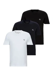 Calvin Klein Jeans T-Shirt Monologo (3-tlg) mit Logodruck Dunkelblau/Blau/Weiß