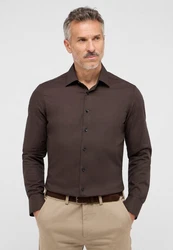 Eterna Langarmhemd SLIM FIT NON IRON Dunkelbraun/Braun/Khaki/Grau