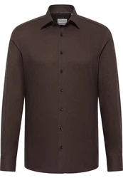 Eterna Langarmhemd SLIM FIT NON IRON Dunkelbraun/Braun/Khaki/Grau
