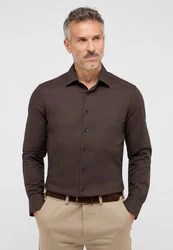 Eterna Langarmhemd SLIM FIT NON IRON Dunkelbraun/Braun/Khaki/Grau