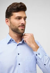 Eterna Langarmhemd MODERN FIT NON IRON Hellblau/Blau