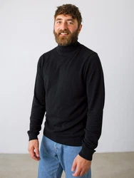 HONEST BASICS Rollkragenpullover Schwarz/Rot