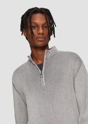 QS Strickpullover mit Reißverschluss hellgrau