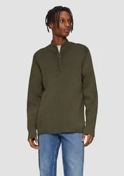 QS Strickpullover mit Reißverschluss Dunkelgrün