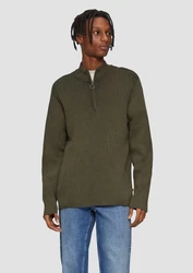 QS Strickpullover mit Reißverschluss Dunkelgrün