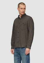 Langarmhemd Regular Fit: Strukturiertes Hemd mit Button-Down-Kragen