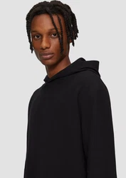 QS Strickpullover Langarmshirt Longsleeve mit Kapuze Schwarz