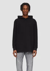 QS Strickpullover Langarmshirt Longsleeve mit Kapuze Schwarz
