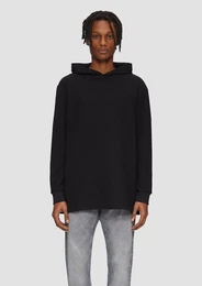 Langarmshirt Longsleeve mit Kapuze und Rippstruktur