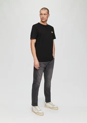 s.Oliver Kurzarmshirt T-Shirt Schwarz/Braun