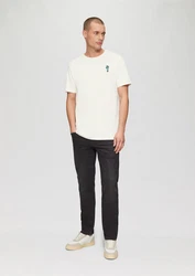 s.Oliver Kurzarmshirt T-Shirt Weiß/Khaki/Gelb/Creme