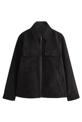 Next Hemdjacke mit Kragen  (1-St) Schwarz/Dunkelgrau