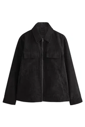 Next Hemdjacke mit Kragen  (1-St) Schwarz/Dunkelgrau