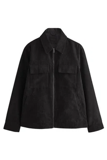 Next Hemdjacke mit Kragen  (1-St) Schwarz/Dunkelgrau