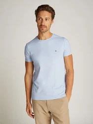 Tommy Hilfiger T-Shirt STRETCH SLIM FIT TEE mit Rundhalsausschnitt Hellblau/Blau