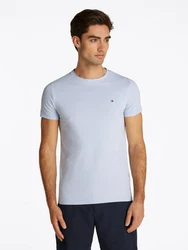 Tommy Hilfiger T-Shirt STRETCH SLIM FIT TEE mit Rundhalsausschnitt Hellblau/Blau