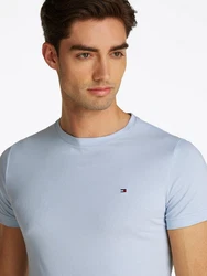 Tommy Hilfiger T-Shirt STRETCH SLIM FIT TEE mit Rundhalsausschnitt Hellblau/Blau