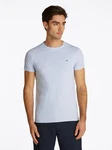 Tommy Hilfiger T-Shirt STRETCH SLIM FIT TEE mit Rundhalsausschnitt Hellblau/Blau