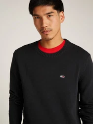 Tommy Jeans Strickpullover TJM SLIM ESSNTLS C-NECK SWEATER Schwarz
