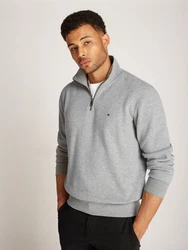 TOMMY HILFIGER Sweatshirt ESSENTIAL FLEECE 1/4 ZIP hellgrau/grau (medium grau heather)
