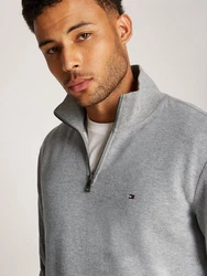TOMMY HILFIGER Sweatshirt ESSENTIAL FLEECE 1/4 ZIP hellgrau/grau (medium grau heather)