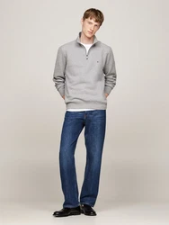 TOMMY HILFIGER Sweatshirt ESSENTIAL FLEECE 1/4 ZIP hellgrau/grau (medium grau heather)
