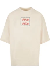 Merchcode T-Shirt Frida Kahlo - Pixels viva la vida Huge Tee Beige/Rot/Khaki/Creme/Orange