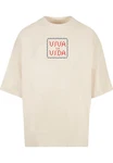 Merchcode T-Shirt Frida Kahlo - Pixels viva la vida Huge Tee Beige/Rot/Khaki/Creme/Orange