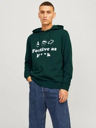 Jack & Jones Kapuzensweatshirt JJXMAS ONE COLOR FUNNY SWEAT HOOD Dunkelgrün/Grün