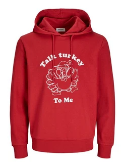 Jack & Jones Kapuzensweatshirt JJXMAS ONE COLOR FUNNY SWEAT HOOD Rot/Dunkelrot