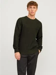 Jack & Jones Rundhalspullover JJJONES KNIT CREW NECK Dunkelgrün