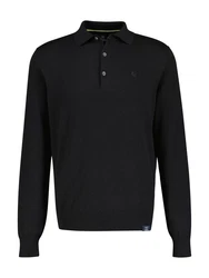 LERROS Langarm-Poloshirt Rundhalspullover Schwarz