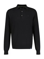 LERROS Langarm-Poloshirt Rundhalspullover Schwarz