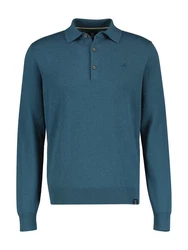 LERROS Langarm-Poloshirt Rundhalspullover Türkis/Blau/Hellblau
