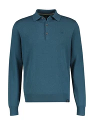 LERROS Langarm-Poloshirt Rundhalspullover Türkis/Blau/Hellblau