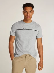 Calvin Klein Rundhalsshirt SPLIT LINE LOGO T-SHIRT Grau/Hellgrau