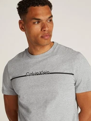 Calvin Klein Rundhalsshirt SPLIT LINE LOGO T-SHIRT Grau/Hellgrau