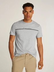Calvin Klein Rundhalsshirt SPLIT LINE LOGO T-SHIRT Grau/Hellgrau