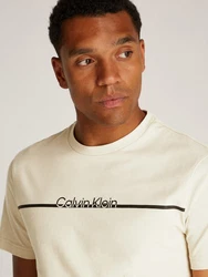 Calvin Klein Rundhalsshirt SPLIT LINE LOGO T-SHIRT Beige/Khaki/Grau/Schwarz
