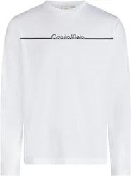 Calvin Klein Rundhalsshirt SPLIT LINE LOGO LS T-SHIRT Weiß/Creme/Grau