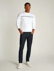 Calvin Klein Rundhalsshirt SPLIT LINE LOGO LS T-SHIRT Weiß/Creme/Grau
