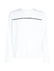 Calvin Klein Rundhalsshirt SPLIT LINE LOGO LS T-SHIRT Weiß/Creme/Grau