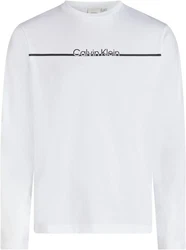 Calvin Klein Rundhalsshirt SPLIT LINE LOGO LS T-SHIRT Weiß/Creme/Grau
