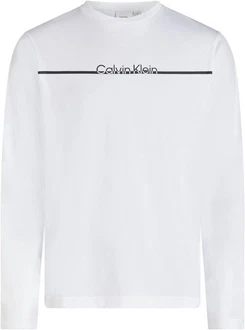 Calvin Klein Rundhalsshirt SPLIT LINE LOGO LS T-SHIRT Weiß/Creme/Grau