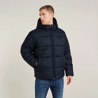 G-STAR Steppjacke Padded Hooded Puffer Dunkelblau/Blau/Hellblau/Rot