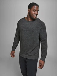 Jack & Jones Plus Rundhalspullover JJEHILL Dunkelgrau/Grau