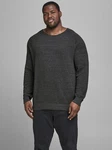 Jack & Jones Plus Rundhalspullover JJEHILL Dunkelgrau/Grau