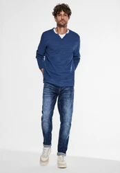 STREET ONE MEN Langarmshirt Blau/Hellblau/Dunkelblau