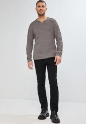 STREET ONE MEN Langarmshirt Grau/Braun/Beige/Hellgrau/Dunkelgrau/Khaki